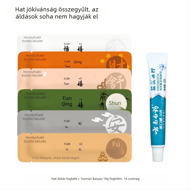 Tianxi egyszer használatos fogkefekészlet fogkrémmel - PP anyag, 6 darab, cikkszám Y93024