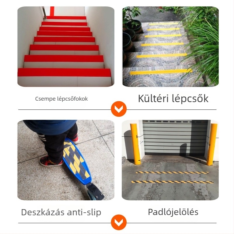 Csúszásmentes padlószalag lépcsőkhöz, matt felülettel, PVC alap, magas viszkozitású, vízálló, egyoldalas