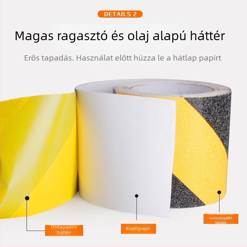 Csúszásmentes padlószalag lépcsőkhöz, matt felülettel, PVC alap, magas viszkozitású, vízálló, egyoldalas