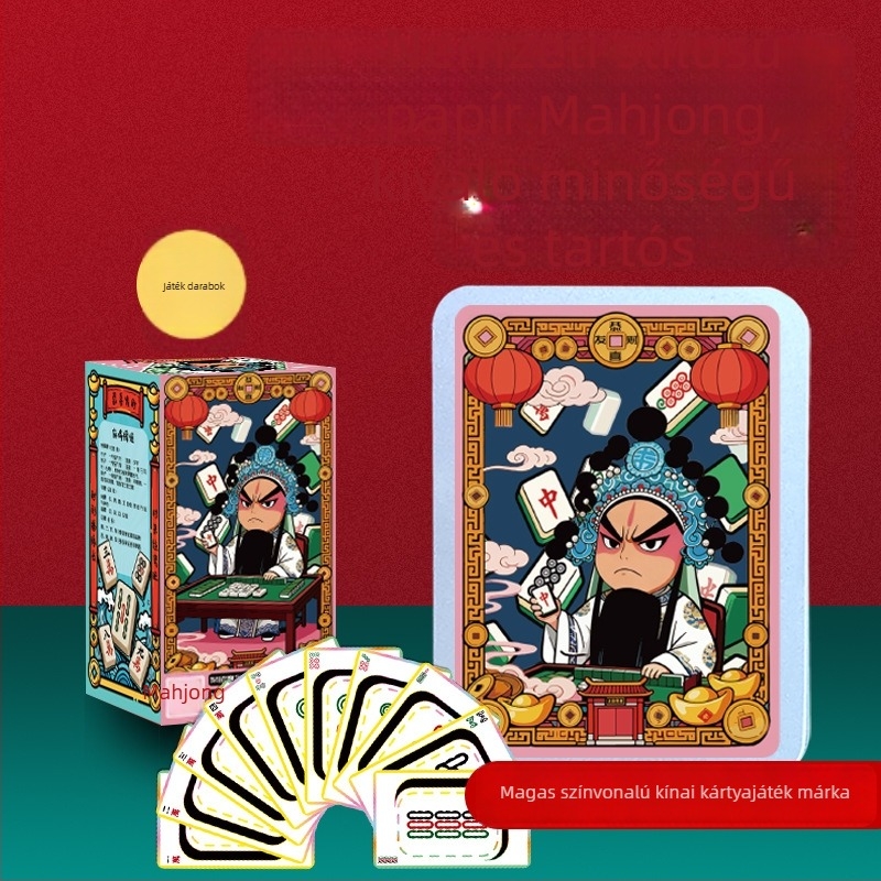 Mahjong kártyák - hordozható papíralapú készlet Chengzhou-tól, Zhejiang