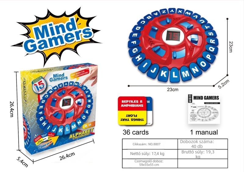 26 billentyűs betűkijelzővel rendelkező oktatási társasjáték – puzzle és szülő-gyerek interakció, műanyag kivitel