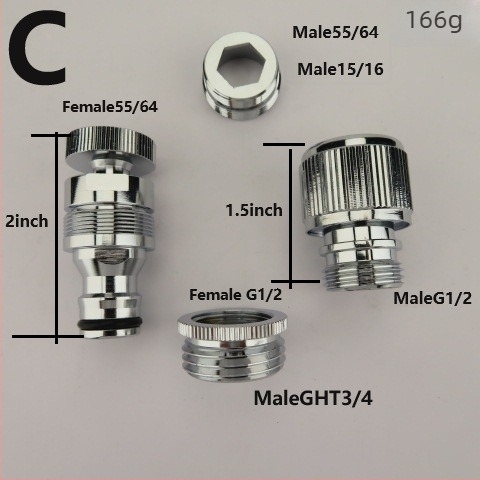 Kerti slagcső adapter csaphoz, réz testtel, fürdőszobai és konyhai használatra