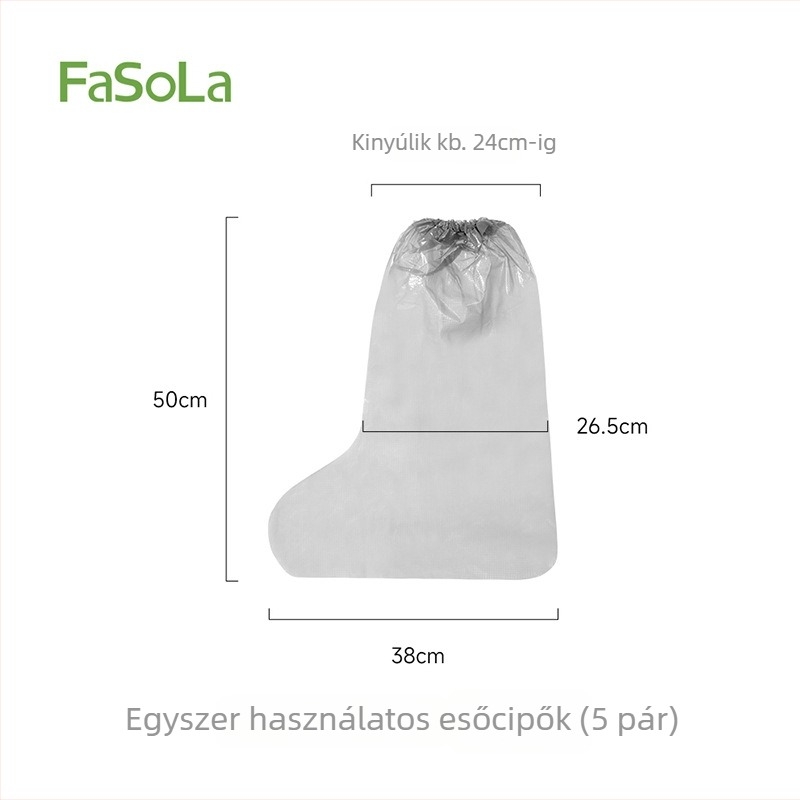 FaSoLa egyszer használatos magas szárú csúszásmentes cipővédők, átlátszó műanyag, vastagított, kopásálló esővédők