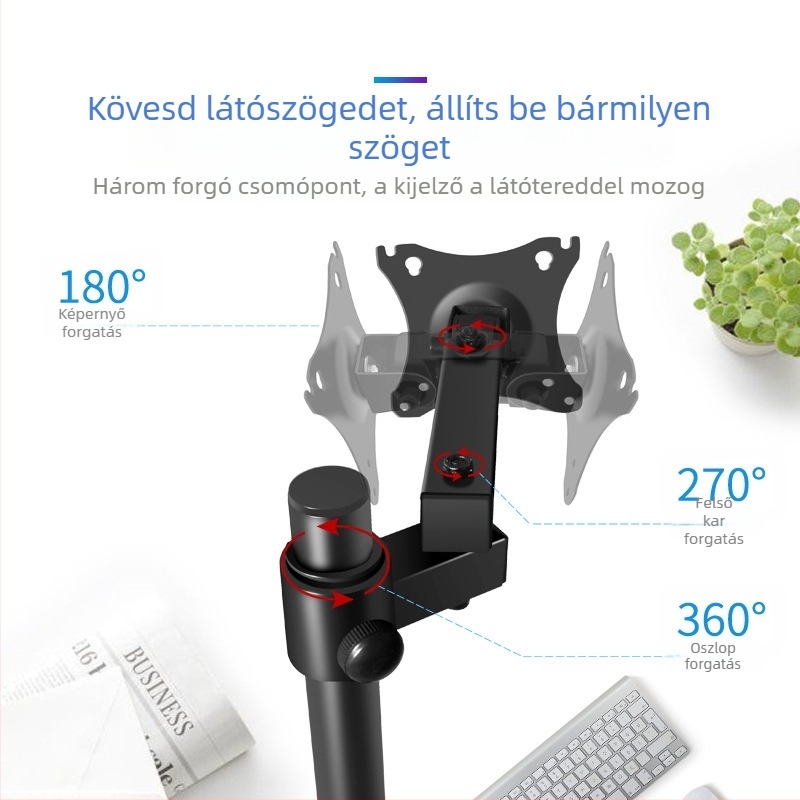 Általános kijelzőtartó emelés és forgás funkcióval; asztali csíptetős alap