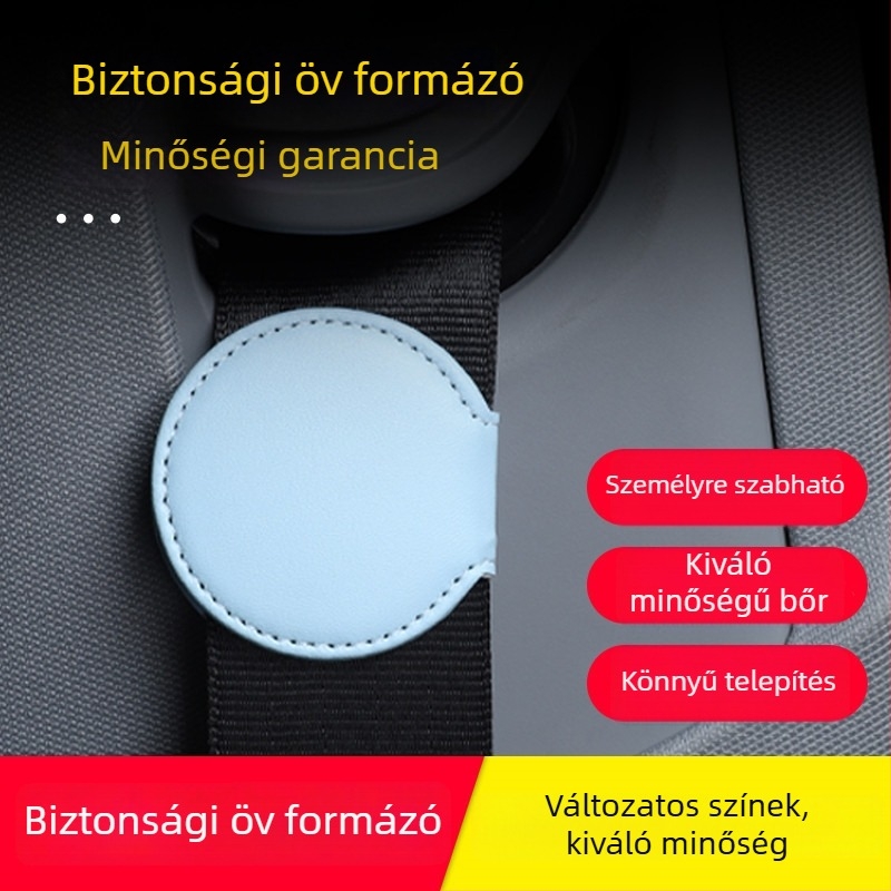 Autós biztonsági öv állító – bőr, elasztikus pozicionálás terhes nőknek, csúszásgátló rögzítőcsattal