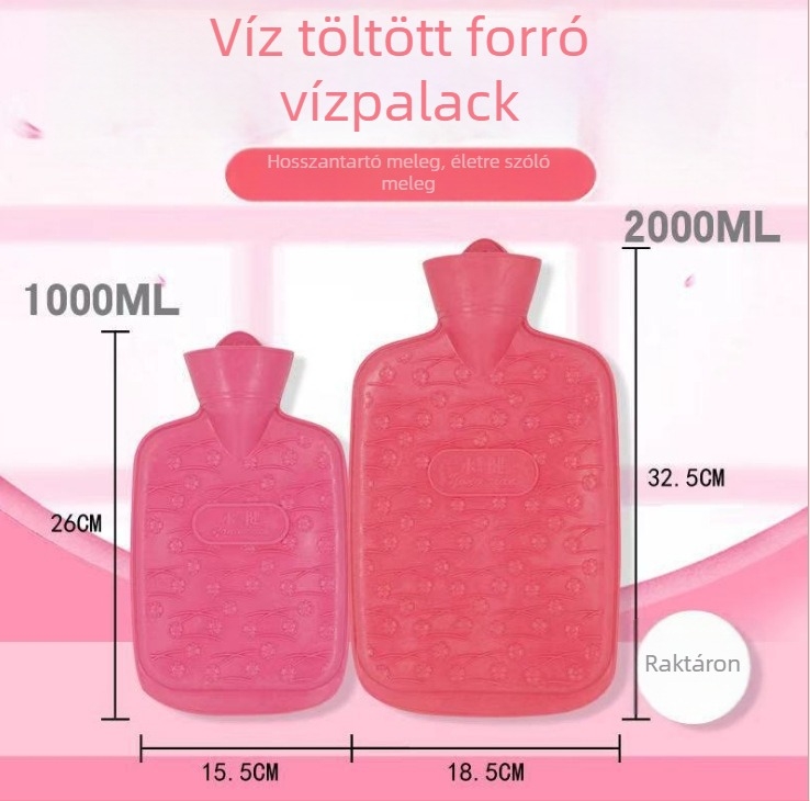Vastagított forróvíz-palack gumiból, tölthető vízzel, egész testre használható (Gumi • 400 g • 50 db/doboz • melegítés víz befecskendezésével • modern minimalist dizájn)