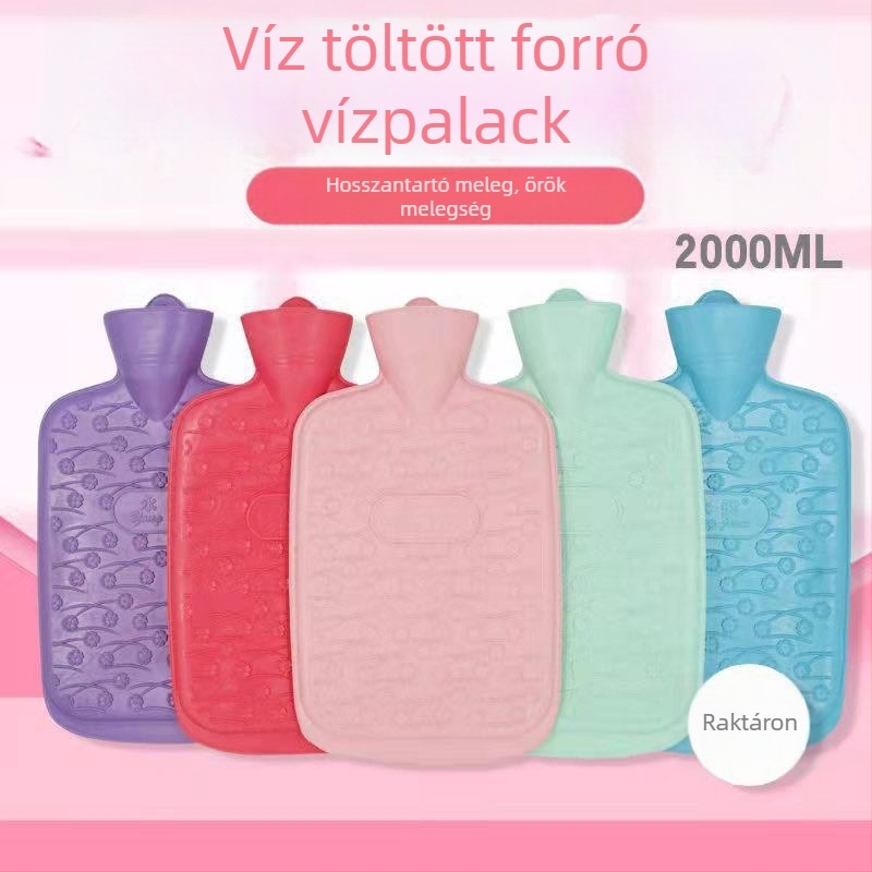 Vastagított forróvíz-palack gumiból, tölthető vízzel, egész testre használható (Gumi • 400 g • 50 db/doboz • melegítés víz befecskendezésével • modern minimalist dizájn)