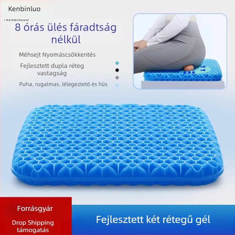 Autóüléshez való ülőpárna hűtőgéllel és méhsejt mintázatú felülettel, szellőző, nyárra