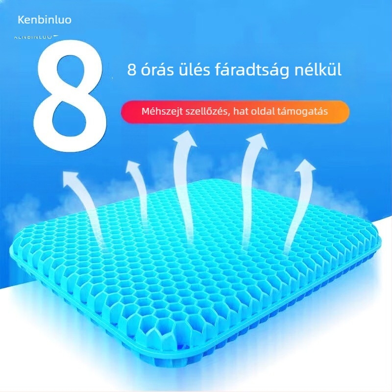 Autóüléshez való ülőpárna hűtőgéllel és méhsejt mintázatú felülettel, szellőző, nyárra