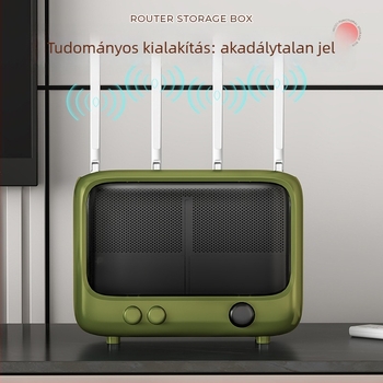 Router tároló doboz, falra szerelhető, fúrás nélkül, ABS anyag, 1 rekesz, 1 réteg, modem/Set-Top Box számára