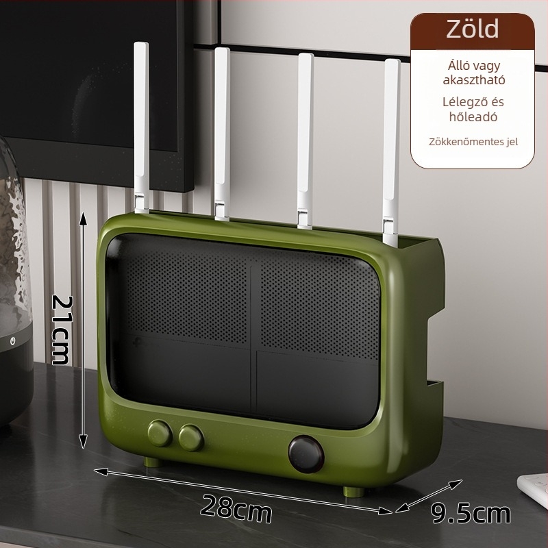 Router tároló doboz, falra szerelhető, fúrás nélkül, ABS anyag, 1 rekesz, 1 réteg, modem/Set-Top Box számára