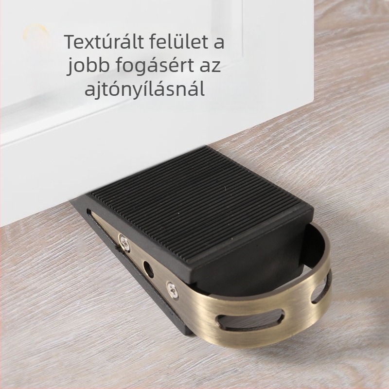 Kihúzható ajtóstopper — 304 rozsdamentes acél és gumi, padlóba szerelt, szálcsiszolt felület