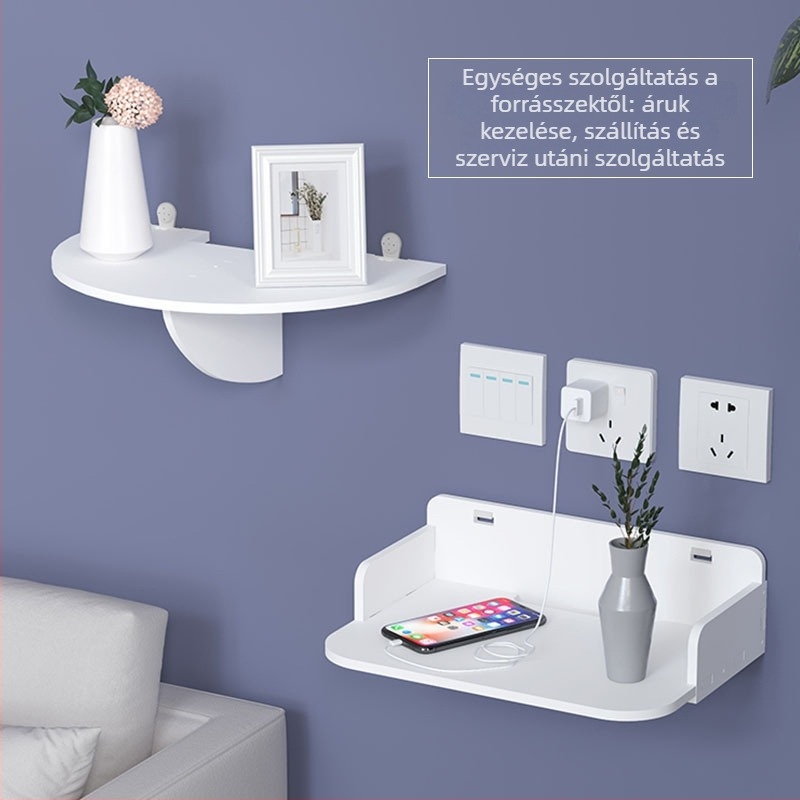 Fali tároló állvány routerhez, projektorhoz és set-top boxhoz – lyukasztás nélkül, műanyagból, 1-szintű, egyszerű és modern stílus.