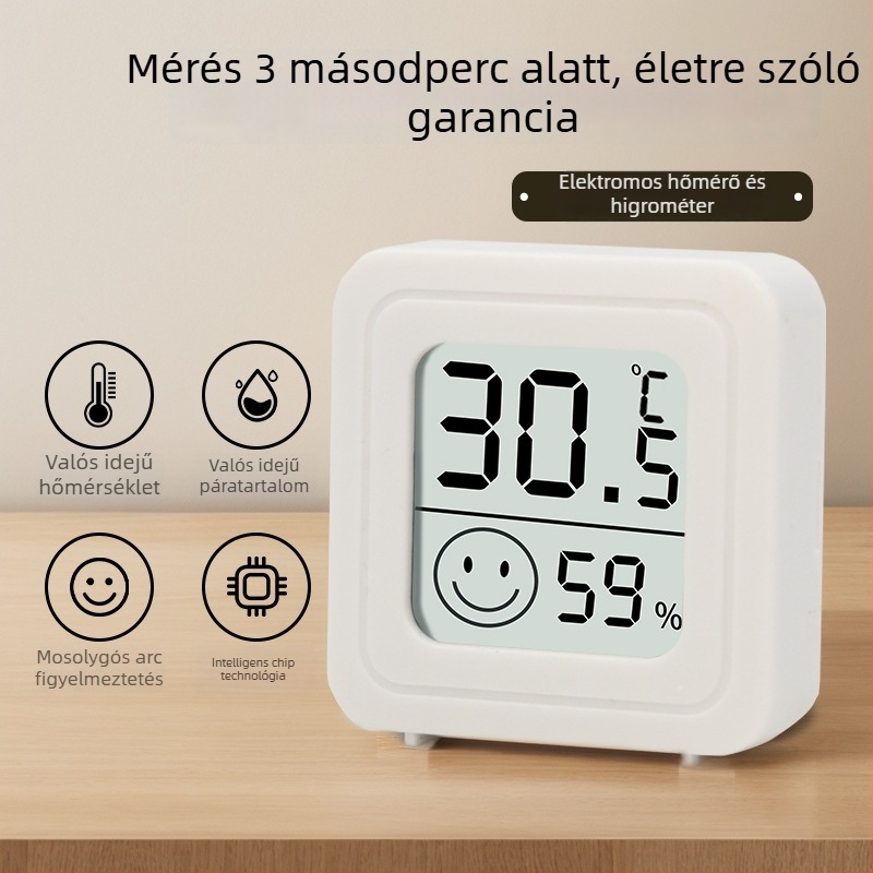 YQ belső mini hőmérő-higrométer, falra szerelhető, modell B5197-2506xf, hőmérséklet felbontása 1°, típus: egyéb hőmérők