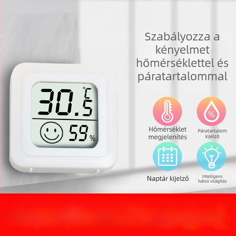 YQ belső mini hőmérő-higrométer, falra szerelhető, modell B5197-2506xf, hőmérséklet felbontása 1°, típus: egyéb hőmérők