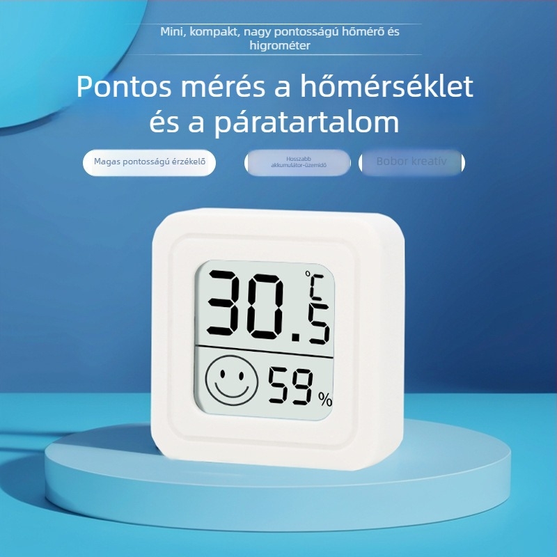 YQ belső mini hőmérő-higrométer, falra szerelhető, modell B5197-2506xf, hőmérséklet felbontása 1°, típus: egyéb hőmérők