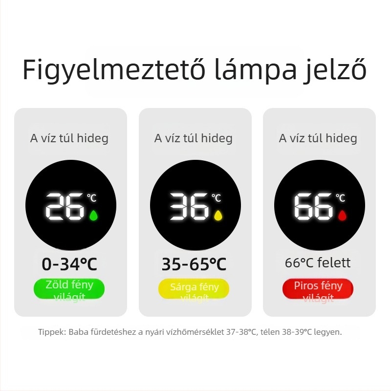 Baba fürdővíz-hőmérő rajzfilm állatfigurával – digitális víz-hőmérő fürdéshez, medencéhez.