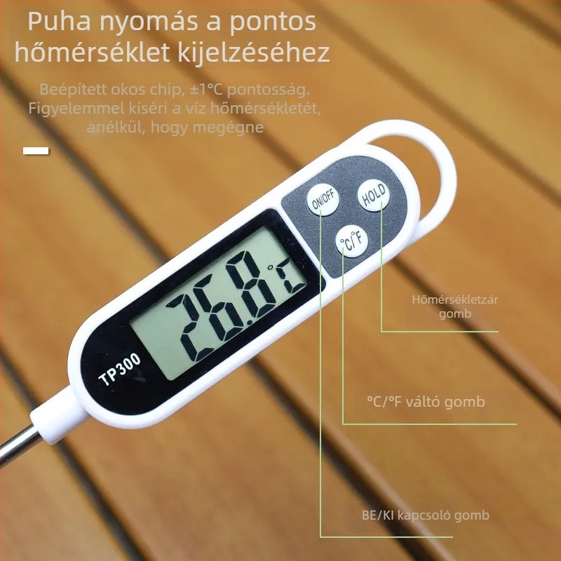 Long he Élelmiszerhőmérő – 1° felbontás, magánmárkás, 200 darabos doboz, sokoldalú konyhai szonda