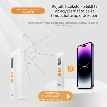Élelmiszer-termométer rejtett érintkező szondával, digitális kijelző, 304 élelmiszer-minőségű rozsdamentes acél, modell DL333310