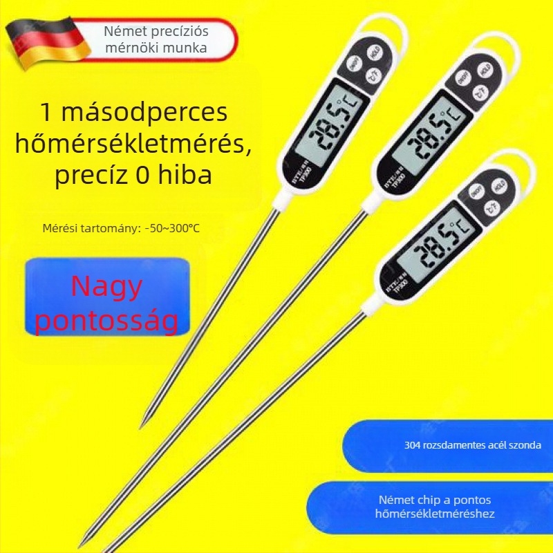 Digitális élelmiszerhőmérő vízhez, tejhez, kenyérhez és olajhoz – konyhai hőmérő
