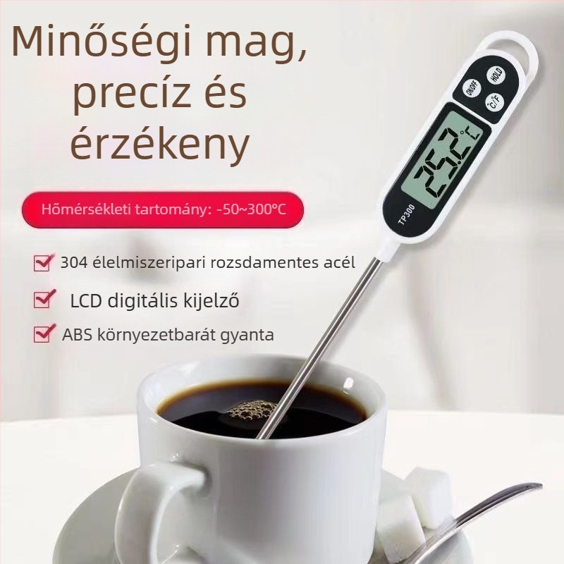 Digitális élelmiszerhőmérő vízhez, tejhez, kenyérhez és olajhoz – konyhai hőmérő