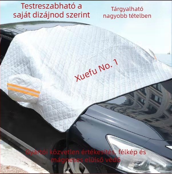 Autó szélvédő téli takaró (Alumínium-fólia; Vastagított; Kockás minta; Kártya-alapú telepítés; Súly 360 g)