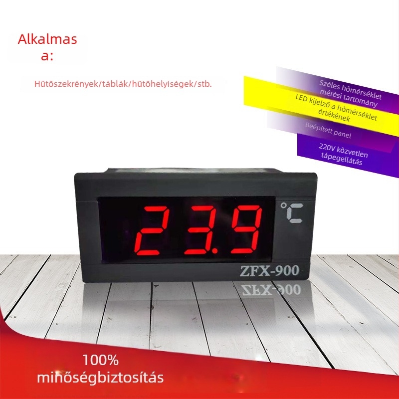 Beépített digitális hőmérséklet-kijelző panel hűtő-fagyasztóhoz, pontosság 1 fok, felbontás 1 fok