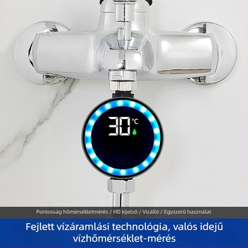 Zuhanyzáshoz készült hőmérő LED intelligens digitális kijelzővel, 0–100 °C tartomány, családi használatra
