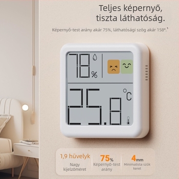 Deli beltéri falra szerelhető digitális hőmérő-higrométer, csecsemőszoba számára, nagy precizitás, 1°C hőmérsékleti felbontás