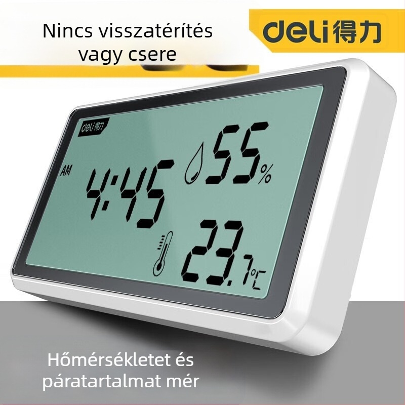 Deli beltéri hőmérséklet- és páratartalom-mérő, nagy kijelzővel, nagy pontosságú óra babaszobába