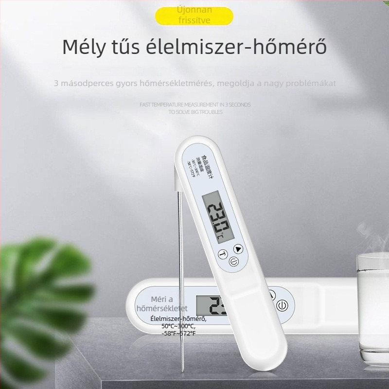 Összecsukható szenzoros élelmiszertermometer konyhai használatra, magas pontosságú mérés tejre, vízre és sütéshez
