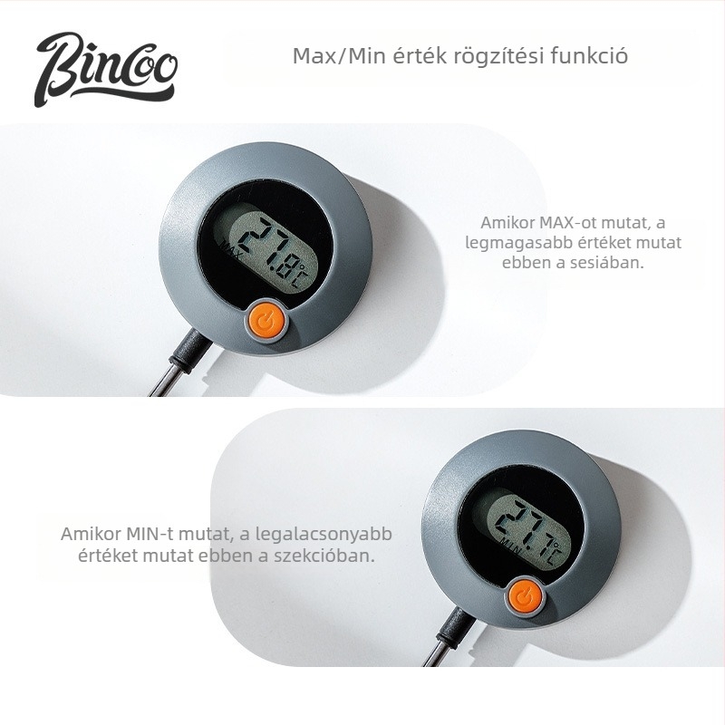 Bincoo Vízhőmérő szondával, Digitális kijelző, 1° felbontás, folyadékokhoz