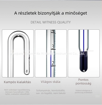 Üveg vízhőmérő akváriumokhoz, falra szerelhető kampóval, nagy pontosságú