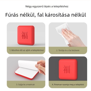 Ajtókilincs ütésvédő párna áldás motívummal, PVC, falra szerelve