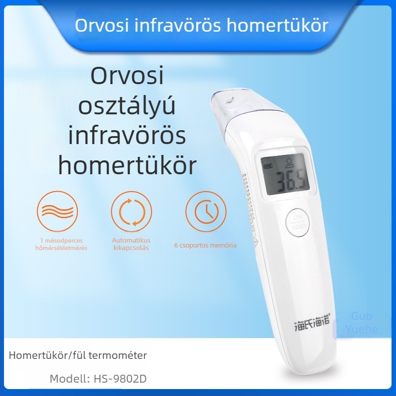 Homlok infravörös hőmérő HS-9802D, kézben tartható, gyerekeknek és csecsemőknek, gyors és pontos