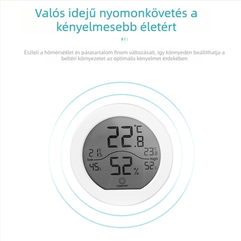 Kerui TH1 digitális hőmérő és higrométer, hordozható, elemről működik, otthonra és irodába