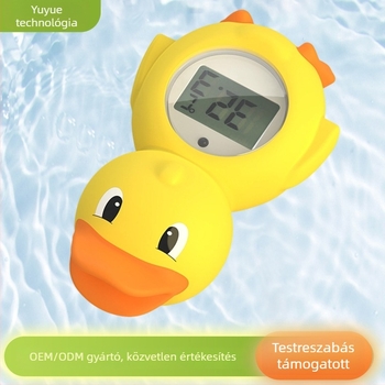 Baba fürdővíz-hőmérő digitális kijelzővel, HR-816 modell, sárga kacsa alakú fürdőjáték