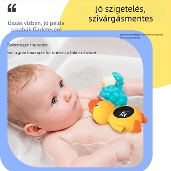 Baba fürdővíz-hőmérő digitális kijelzővel, HR-816 modell, sárga kacsa alakú fürdőjáték