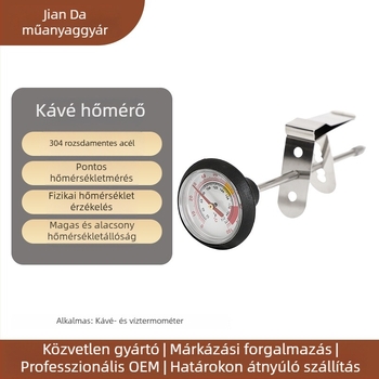 Rozsdamentes acélból készült kávéhőmérő tejhabosító kancsóhoz, 1° felbontás, testreszabható