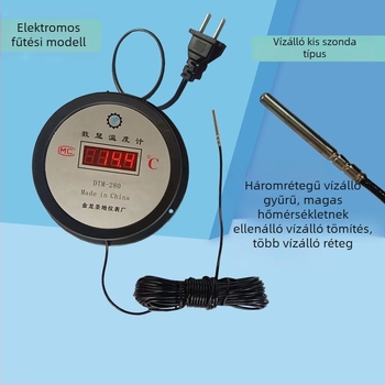 Digitális hőmérő szondával akvakultúrához, ipari vízhőmérséklet-méréshez, halastavak és üvegházak számára, nagy pontosságú