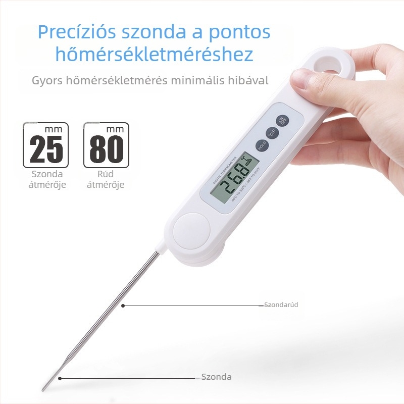 Összecsukható élelmiszerhőmérő – nagy pontosságú konyhai hőmérő olajhoz, vízhez és tejhez