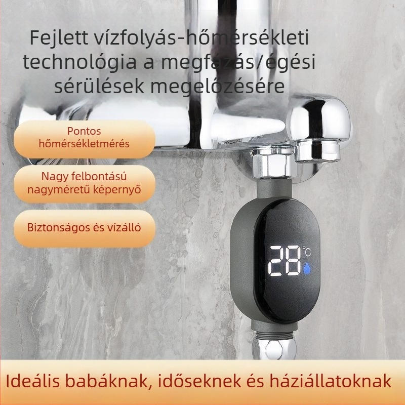 Digitális zuhanyhőmérő LED kijelzővel és érintőképernyővel, otthoni használatra, 1/2 hüvelykes csatlakozás
