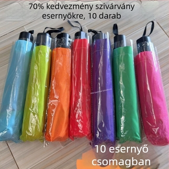 Háromrészű összecsukható esernyő, TPE anyagú vászon, UPF30+ UV védelem, kézi nyitás-zárás, középső nyelet fekete ragasztó