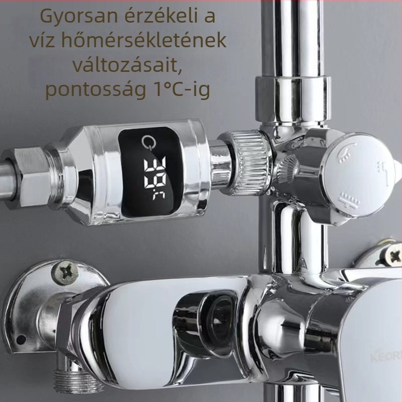 LED zuhanyhőmérő vízhőmérséklet kijelzővel, univerzális intelligens hőmérsékletmérő a fürdőszobához