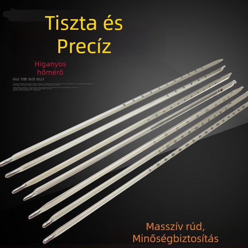 30 cm-es laboratóriumi üveg rúd hőmérő, higanyos hőmérő, 0-100 °C