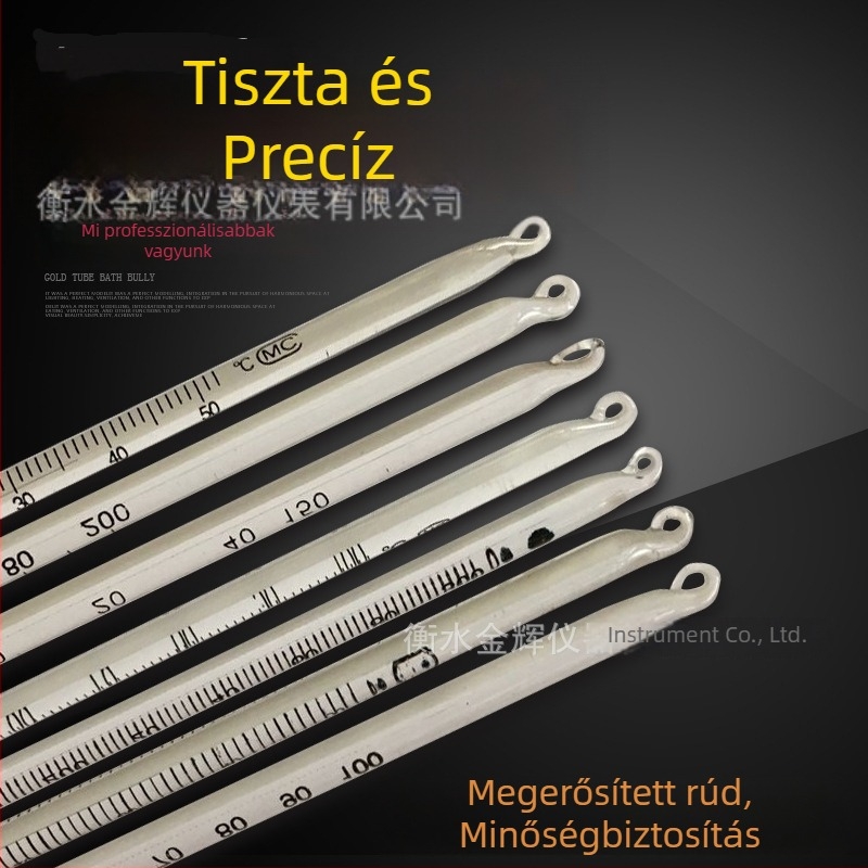 30 cm-es laboratóriumi üveg rúd hőmérő, higanyos hőmérő, 0-100 °C