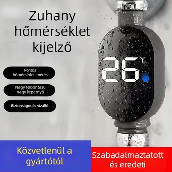 Zuhanyzós hőmérő LED-digital kijelzővel, hőmérséklet-tartomány 00–99°C, zuhanyfej kiegészítő
