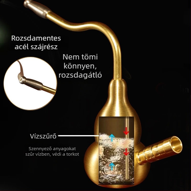 Hordozható sárgarézből készült tök alakú pipa és hookah – kettős használatú dohányzási kiegészítő szájfiltrrel