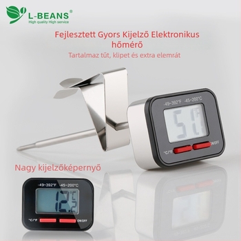 L-BEANS Élelmiszerhőmérő kávéhoz és teához tejjel — Digitális elektronikus hőmérő gyors kijelzővel, 1 mV felbontás