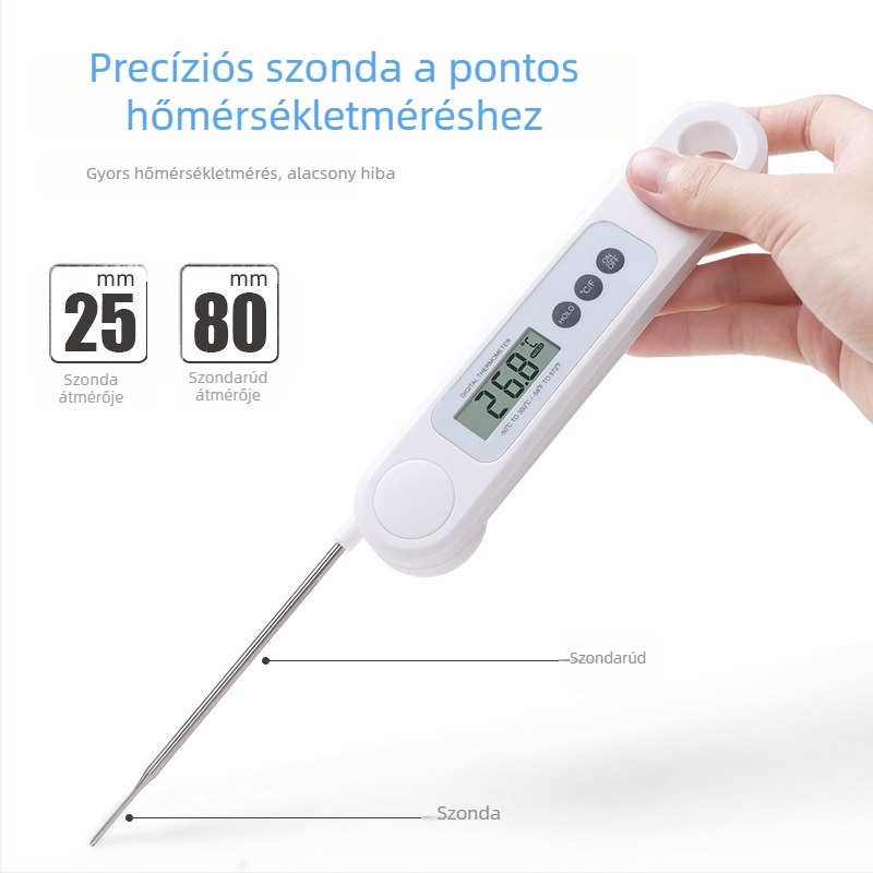 Sondás élelmiszerhőmérő, kiváló pontosságú digitális kijelzővel, méri az olaj és a víz hőmérsékletét, sütéshez és otthoni konyhához